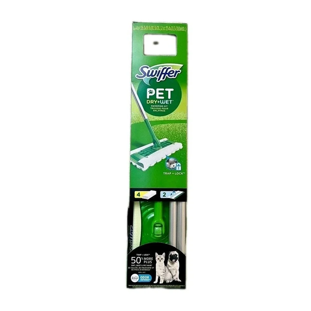 Swiffer Pet Sweeper Kit Dry & Wet Floor Cleaner includes Sweeper 6 Cloths =‎ 4+2